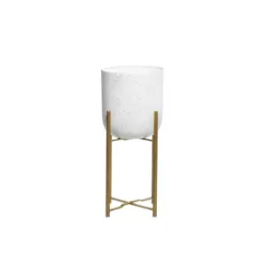 White Metal Indoor Outdoor Planter with Gold Stands 22"(51970)