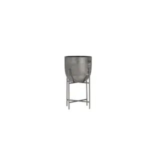 Gray Metal Indoor Outdoor Planter with Removable Stand 9" (51994)