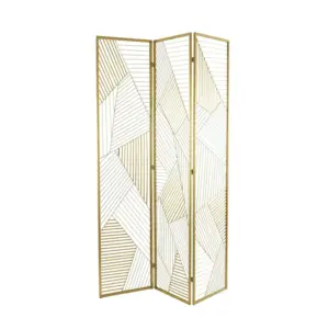 Gold Metal 3 Panel Room Divider Screen (18889)