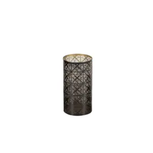 Dark Brown Metal Geometric Decorative Candle Lantern  10" (22181)