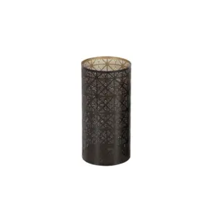 Dark Brown Metal Geometric Decorative Candle Lantern  12" (22181)