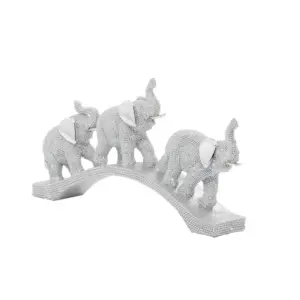 Silver Polystone Elephant Decorative Sculpture  (98657)