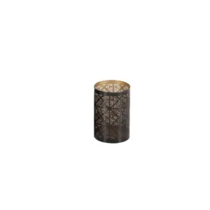 Dark Brown Metal Geometric Decorative Candle Lantern  6" (22181)