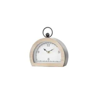 White Wooden Semicircle Clock  7" (18523)