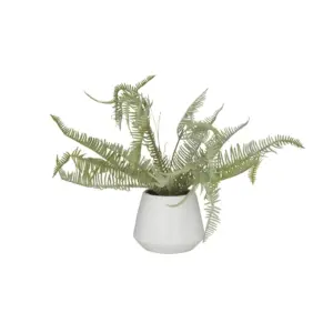 Fern Artificial Plant and White Ceramic Pot 19" (64085)