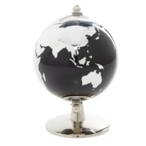 Black Metal Globe with Silver Accents(67831)