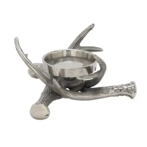 Silver Aluminum Metal Antler Candle Holder  (68891)