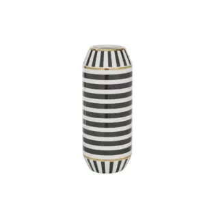 Black Ceramic Striped Vase   13" (70386)
