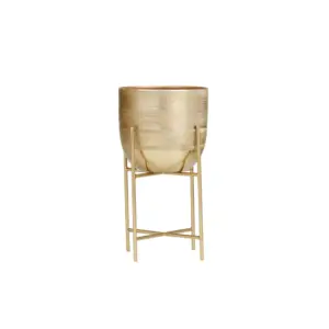 Gold Metal Planter with Removable Stand 5" (51995)