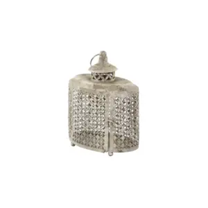 Antique Distressed Oval Cutout Candle Lantern 9" (52979)