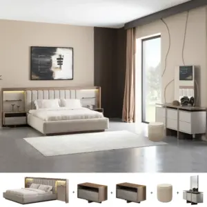 Lugano 6 Pcs. King Bedroom Set (With Hydraulic Storage)