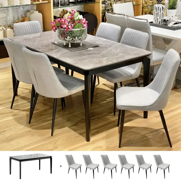 Natal 6-Seater Dining Set - Light Grey