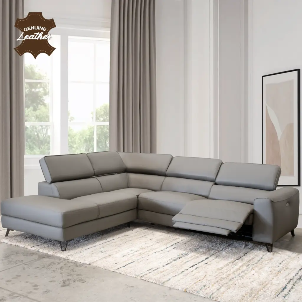 Theron Right Corner Sofa With Recliner Grey United Furniture