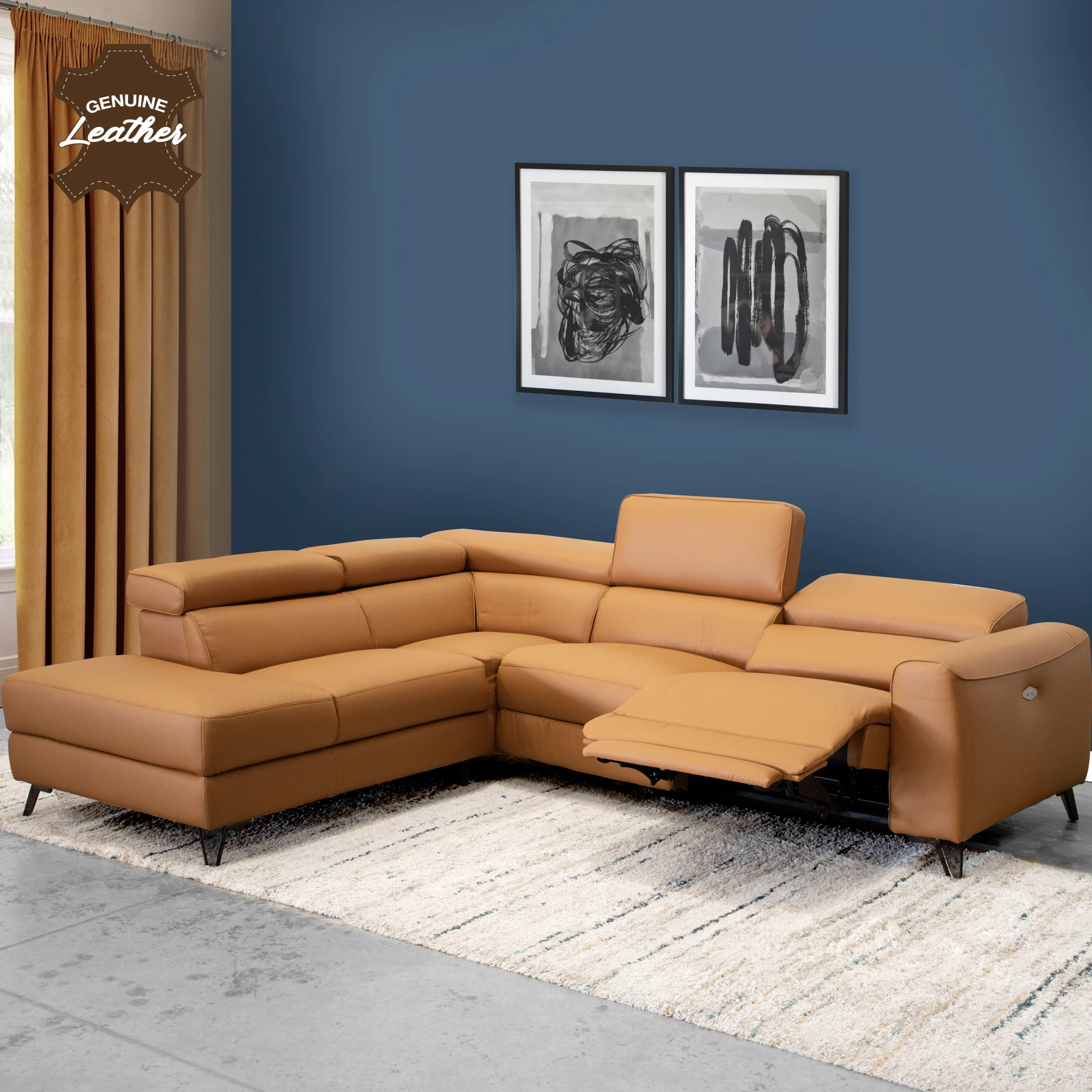 Theron Right Corner Sofa With Recliner Tan United Furniture