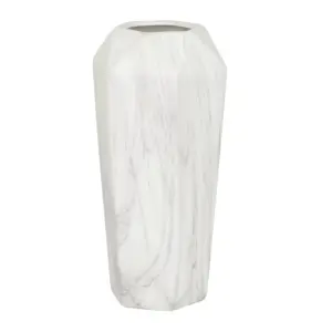 White Ceramic Faux Marble Decorative Vase (60770)