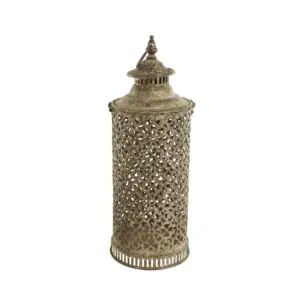 Distressed Vintage Inspired Ornate Floral Candle Lantern 20" (12806)