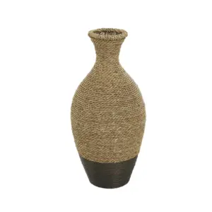 Brown Seagrass Handmade Tall Woven Floor Vase (19139)