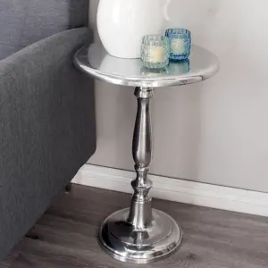 Metal Small Turned Pedestal Accent Table (30591)