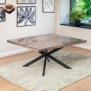 Jaipur Square Dining Table - Black Metal Legs