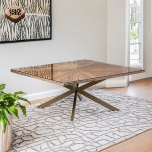Jaipur Square Dining Table - Gold Metal Legs