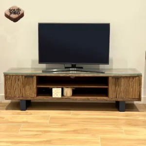 Jaipur TV Cabinet (180 cm) - Black Metal Legs