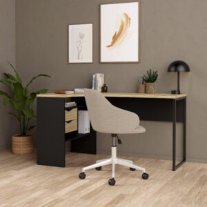Function Plus Desk With 2 Drawers - Black Oak