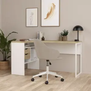 Function Plus Desk With 2 Drawers - White Oak