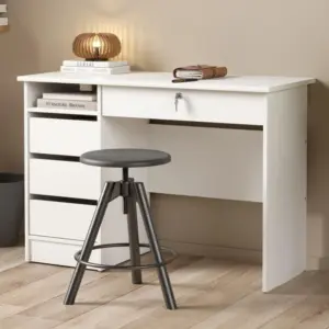 Function Plus Desk With 4 Drawers - White