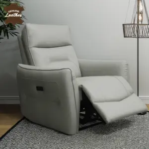 Botswana Leather Single Seater with Power Recliner - Grey