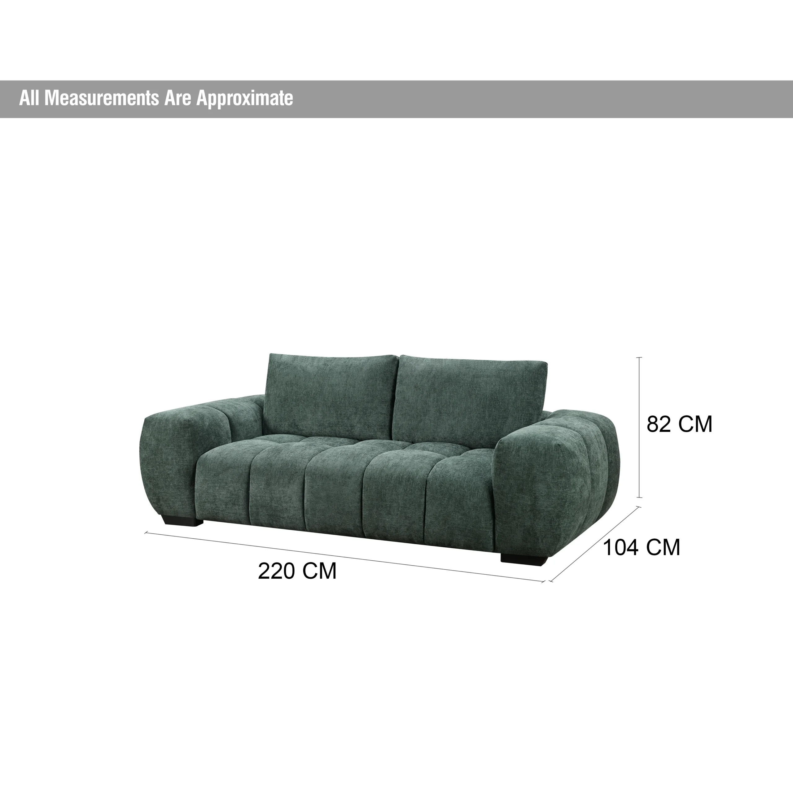 Dakota 3seater Green Dim United Furniture