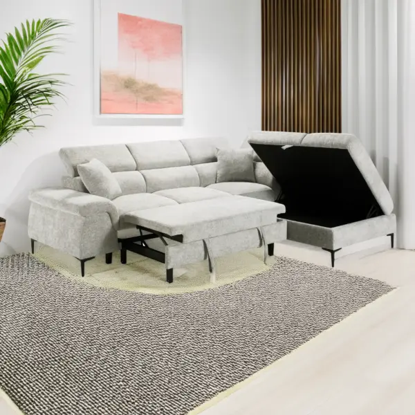 Marlon Left Corner Sofa Bed with Storage - Beige