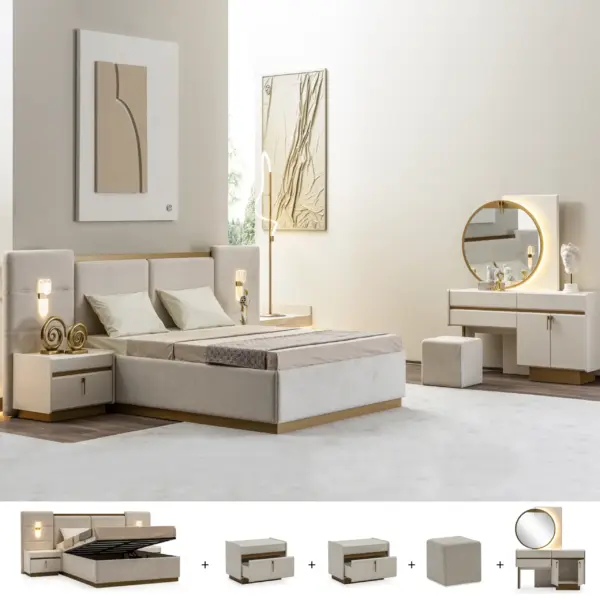 Loren 6 Pcs. King Bedroom Set (With Hydraulic Storage)