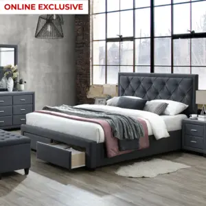 Sama Queen Bed - Dark Grey