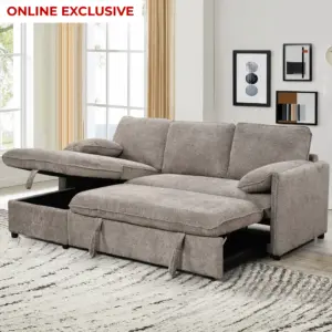Jelena Sectional Corner Sofa Bed - Light Brown