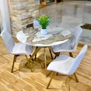 Breslin Round Dining Table - Gold Legs
