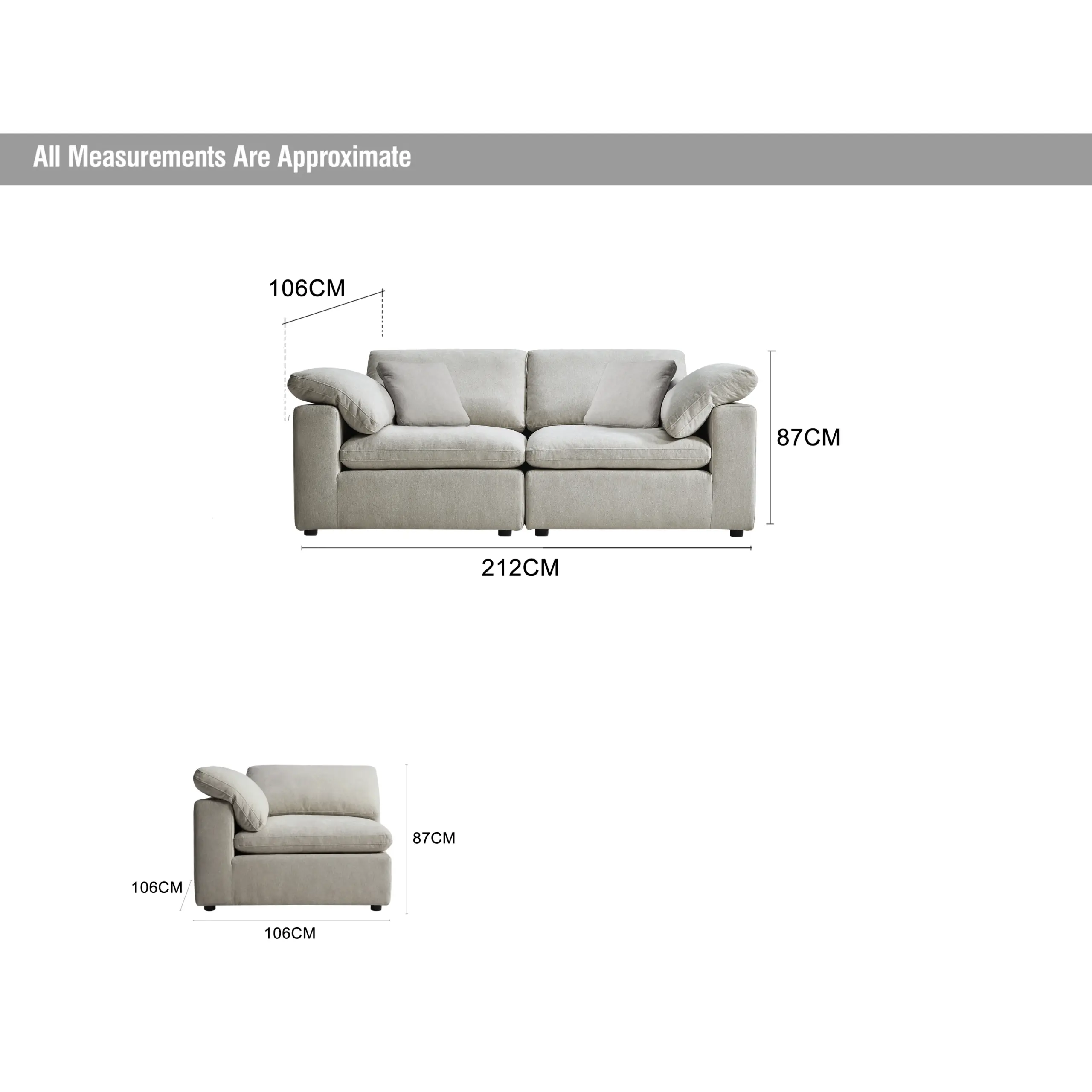 Dermott 2 Seater Cream Dia2 United Furniture
