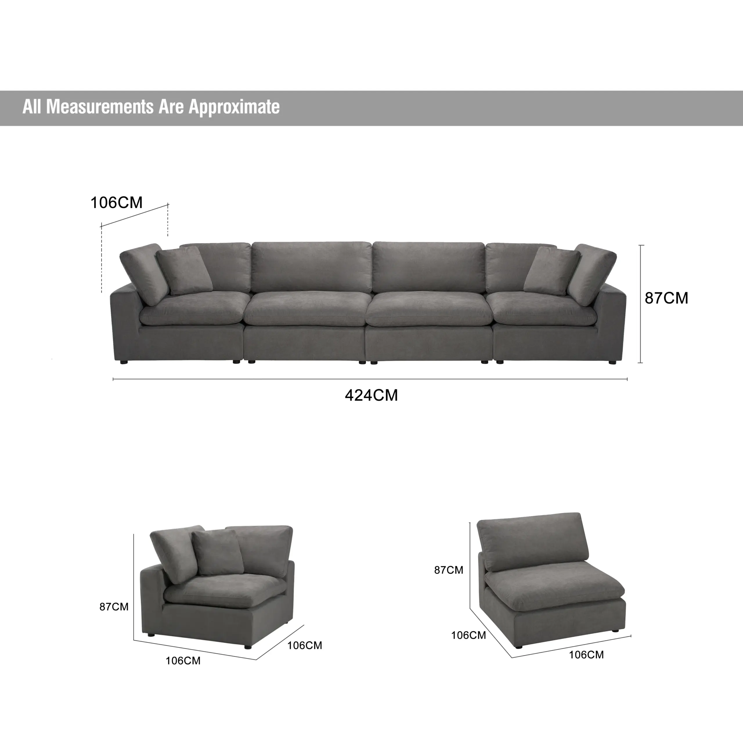 Dermott 4 Seater Grey Dia 2 United Furniture