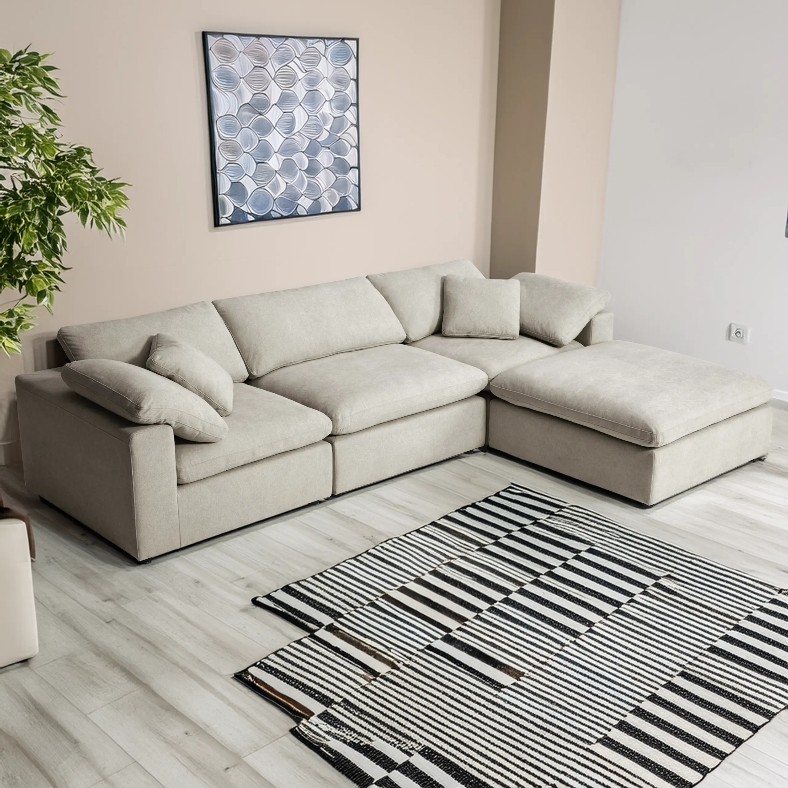 Dermott 3seater Corner Sofa Cream Bg United Furniture