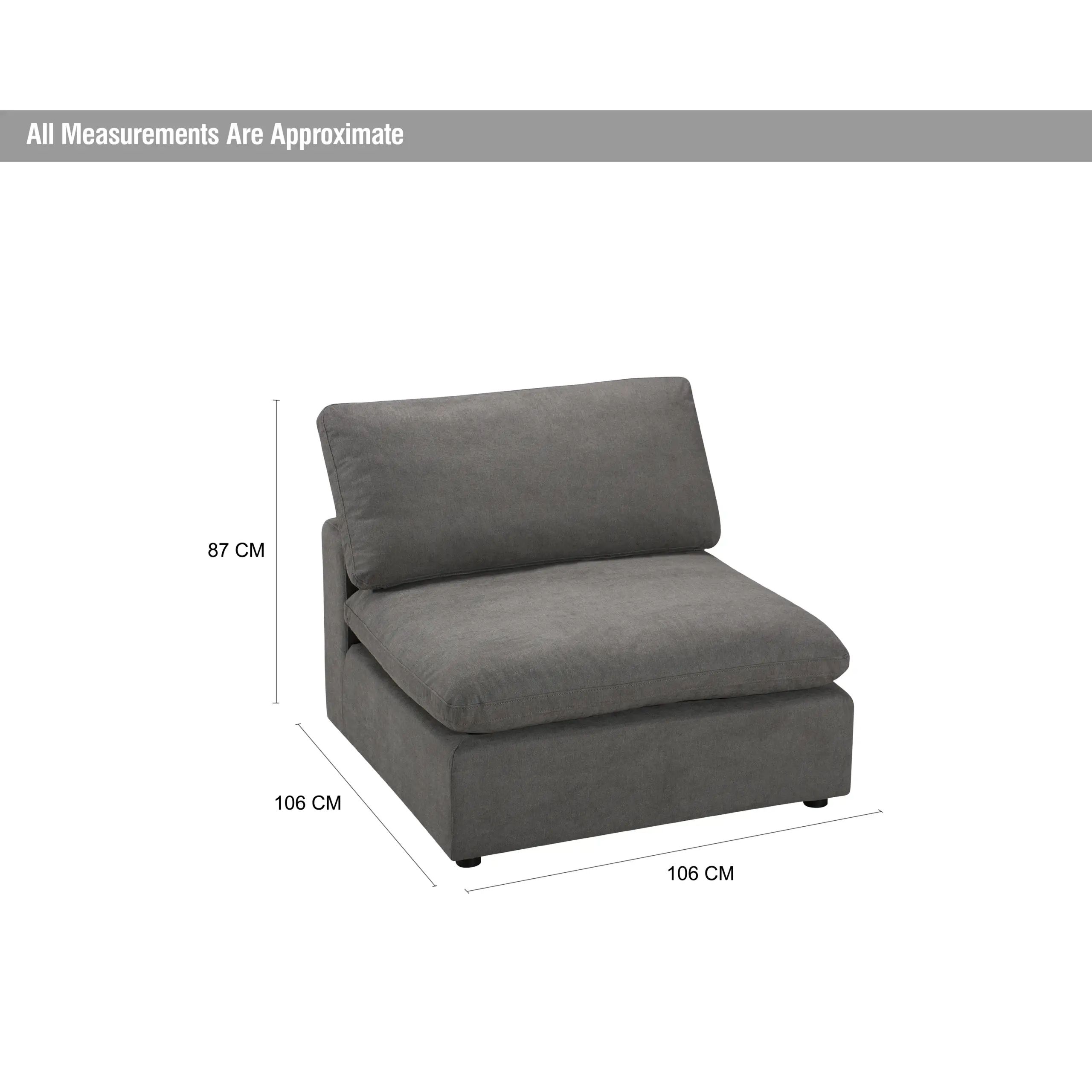 Dermott Armless Chair Grey Dim United Furniture