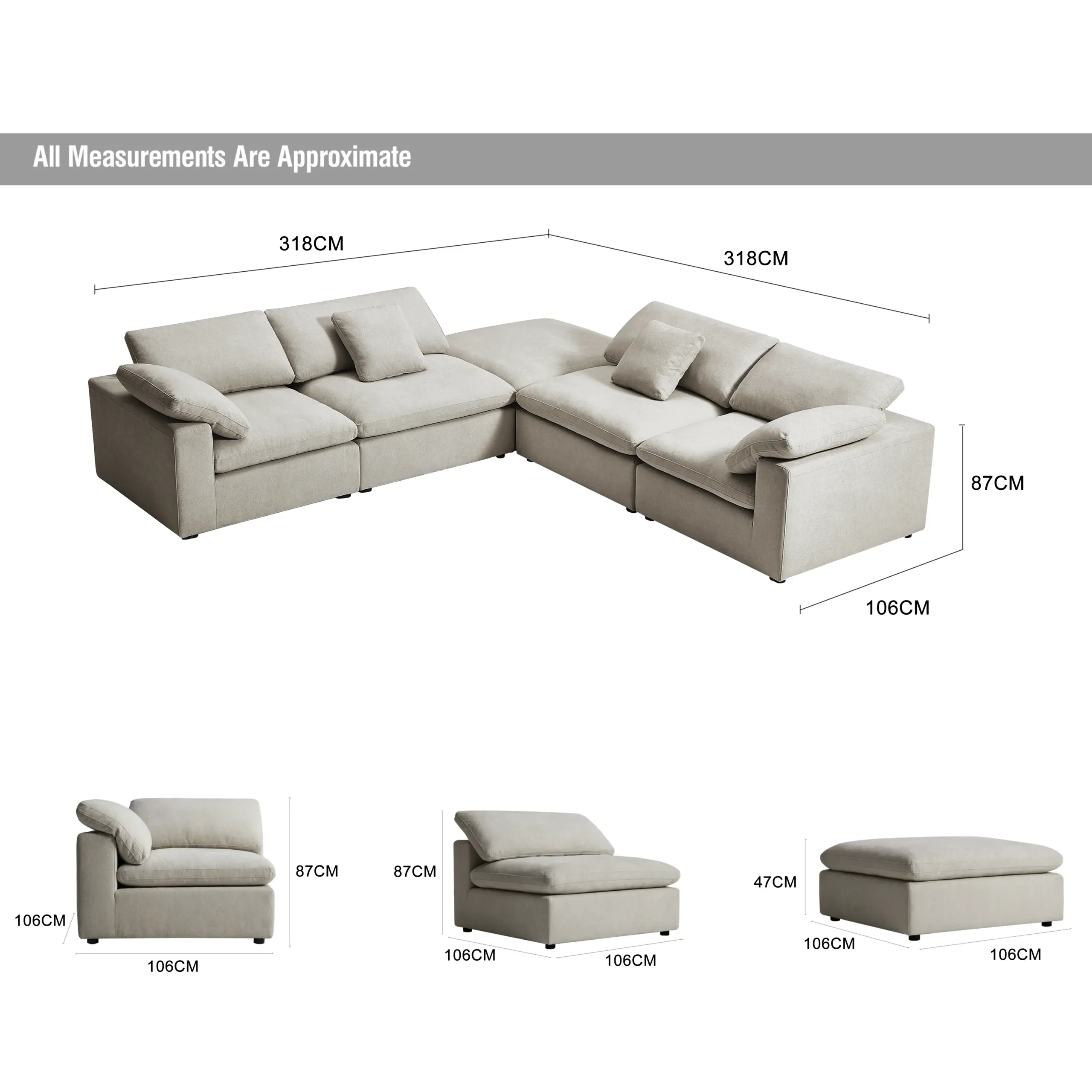 Dermott Corner Sofa Cream Dia United Furniture