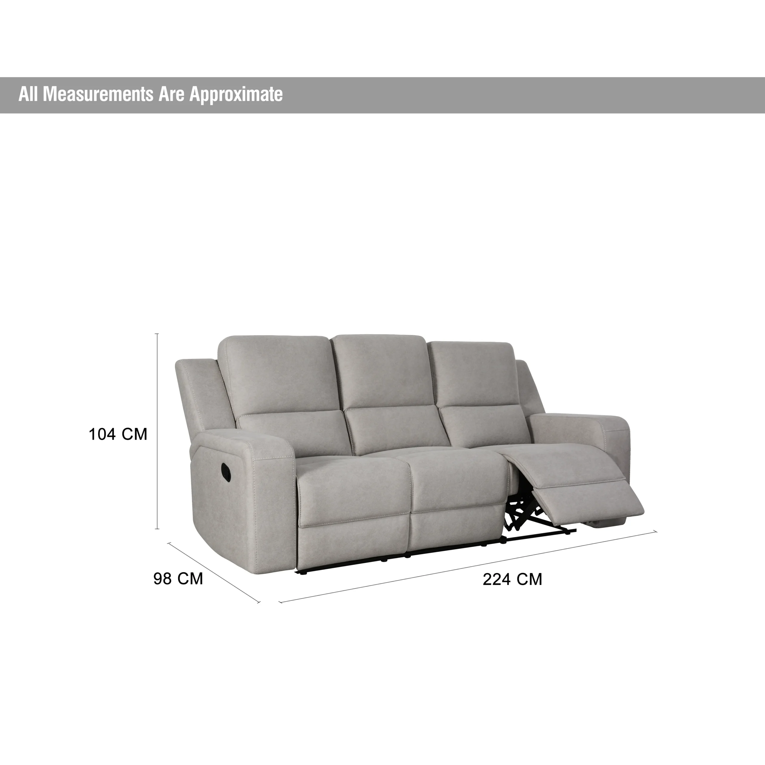 Harington 3 Seater Grey Dim United Furniture