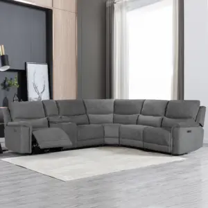 Shailene Corner Sofa with Power Recliner and 1 Console - Grey