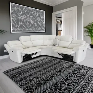 Duffield Sectional Corner Sofa with Power Recliner and Console - Beige