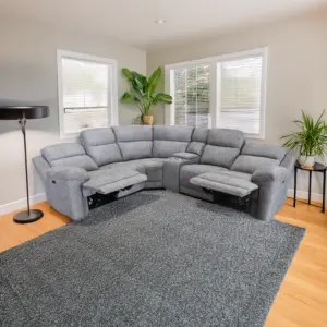 Duffield Sectional Corner Sofa with Power Recliner and Console - Grey