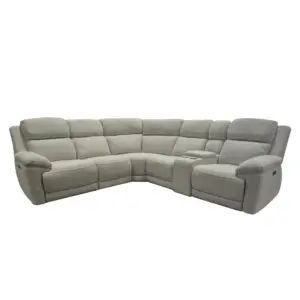 Duffield Sectional Corner Sofa with Power Recliner and Console - Beige