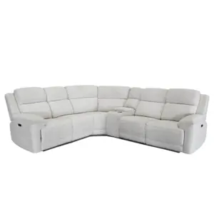 Duffield Sectional Corner Sofa with Power Recliner and Console - Beige
