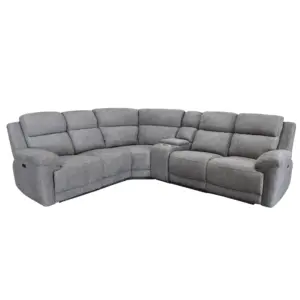 Duffield Sectional Corner Sofa with Power Recliner and Console - Grey