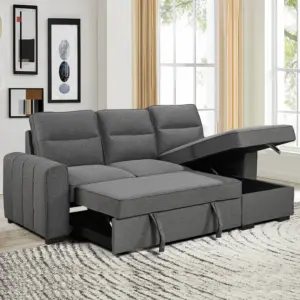 Keira Sectional Corner Sofa Bed with Storage - Grey