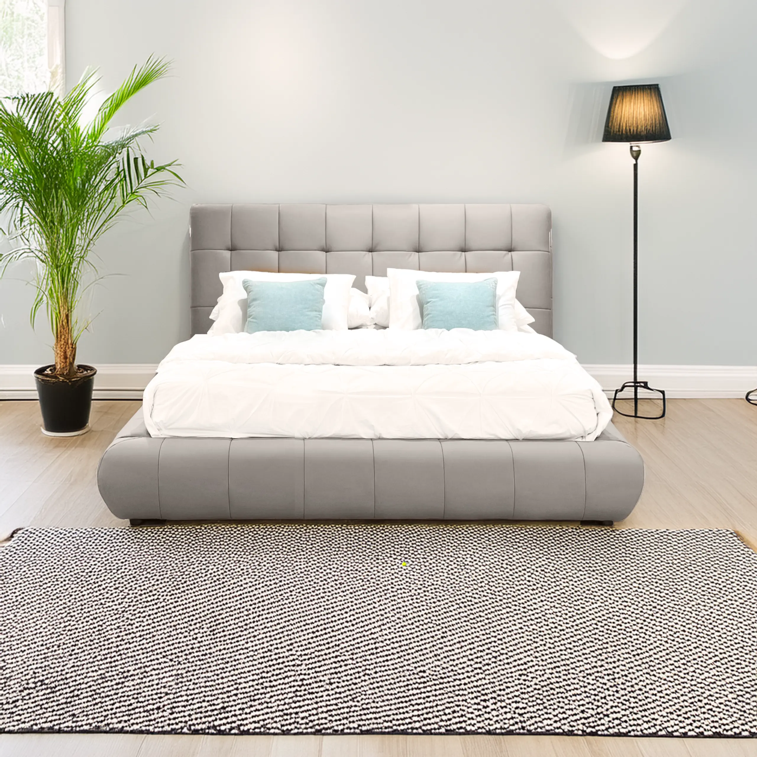 Rovos Queen Bed Light Grey United Furniture