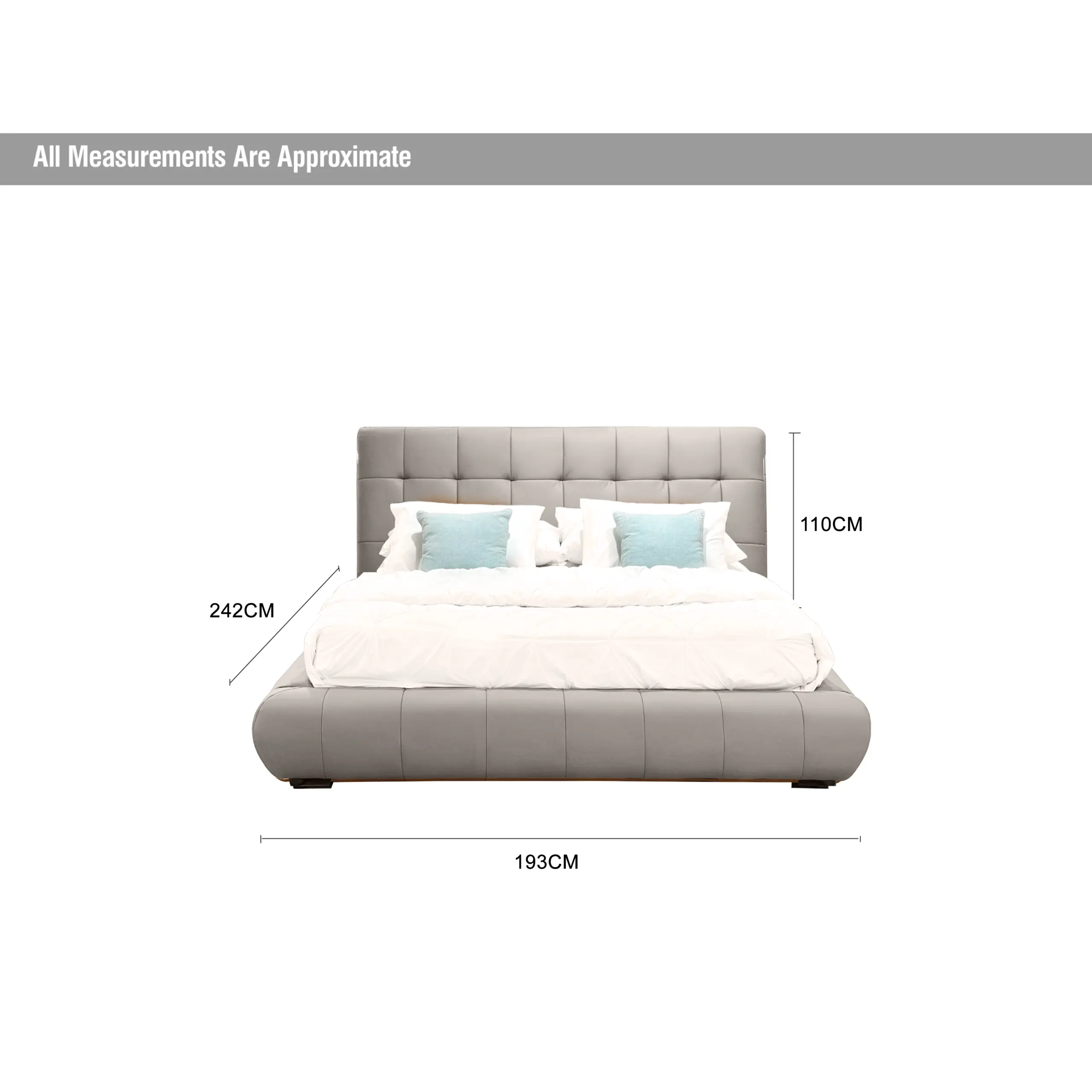 Rovos Queen Bed Light Grey Dia United Furniture